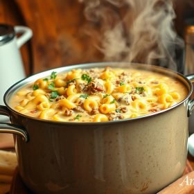 One-Pot Macaroni Cheeseburger Soup Recipe You'll Love